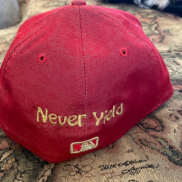 New Era Red Cap with Gold NY Logo - Picture 2 of 6